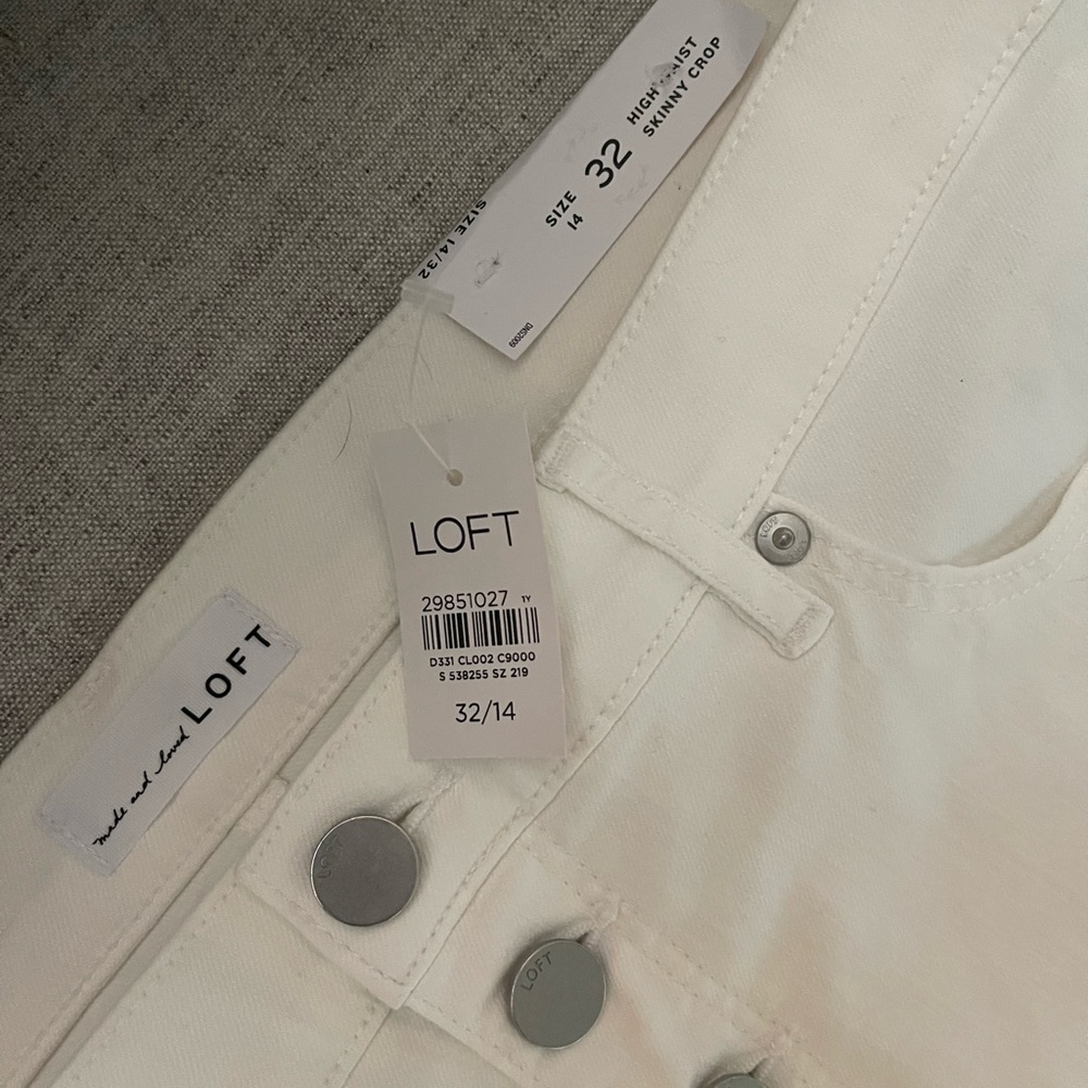 LOFT High Rise White Jeans - Picture 2 of 3